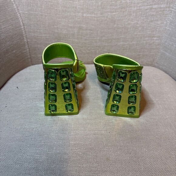 Gianni Bini Lime Green Embellished Heels - Picture 2 of 7